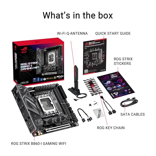 ASUS ROG STRIX B860 I GAMING WIFI B860 LGA 1851 mITX Mini ITX motherboard  Intel  Core  Ultra Series 2 Ready  Advanced AI ready  10 1 2 1 stage  DDR5  2 5G LAN  WiFi7  M 2  Thunderbolt  4  USB Type C 