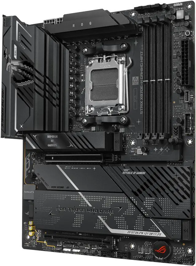 ASUS ROG STRIX X870E H GAMING WIFI7 AMD X870E H ATX motherboard with 16 2 1 power stages  Dynamic OC Switcher  Core Flex  DDR5 AEMP  WiFi 7  4x M 2  PCIe 5 0  Q Release  dual USB4 ports and USB 10Gbps Type C