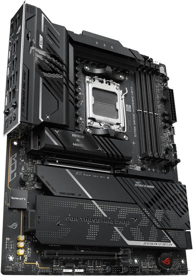 ASUS ROG STRIX X870E H GAMING WIFI7 AMD X870E H ATX motherboard with 16 2 1 power stages  Dynamic OC Switcher  Core Flex  DDR5 AEMP  WiFi 7  4x M 2  PCIe 5 0  Q Release  dual USB4 ports and USB 10Gbps Type C