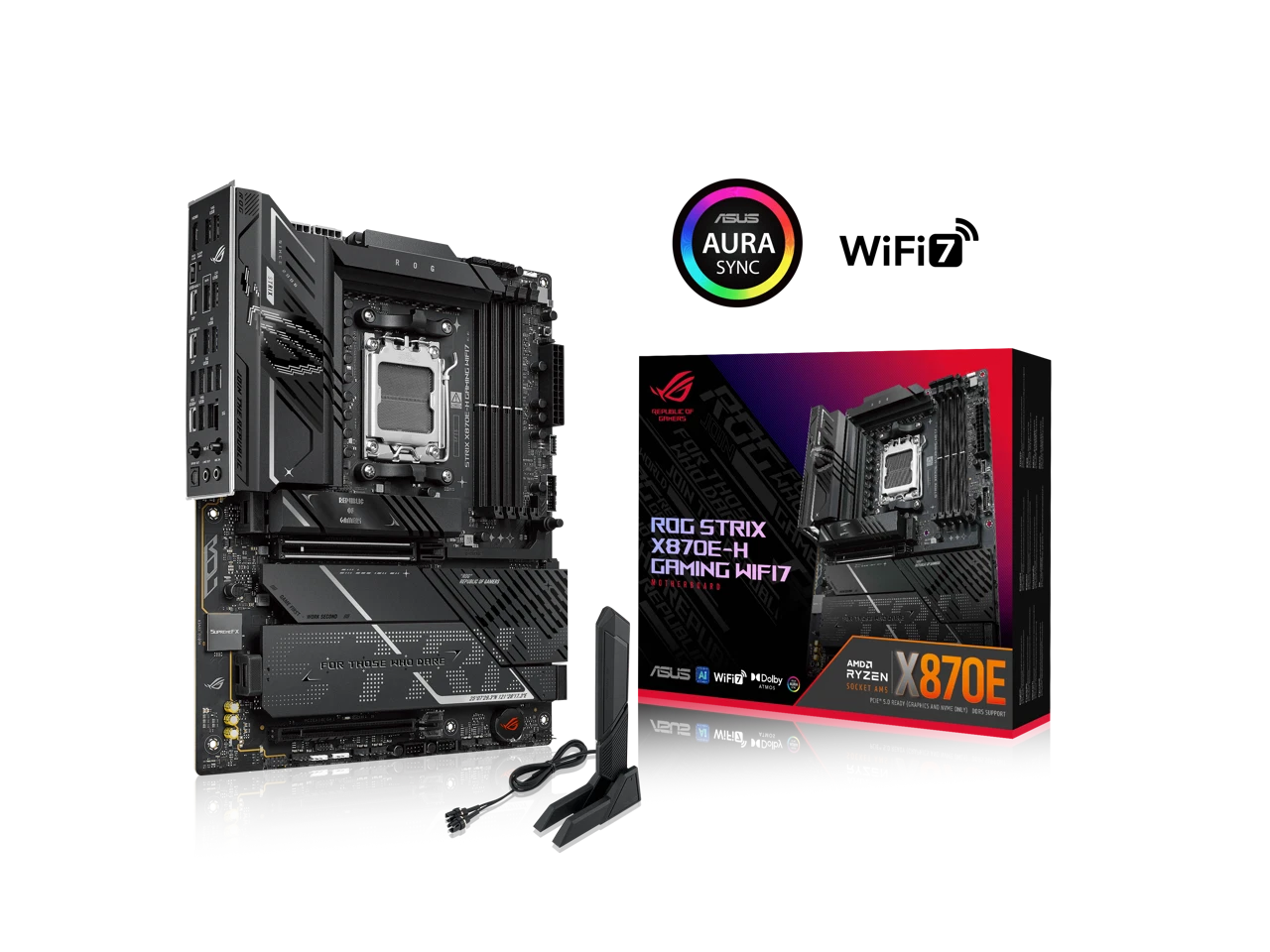 ASUS ROG STRIX X870E H GAMING WIFI7 with 16 2 1 power stages  DDR5  WiFi 7  four