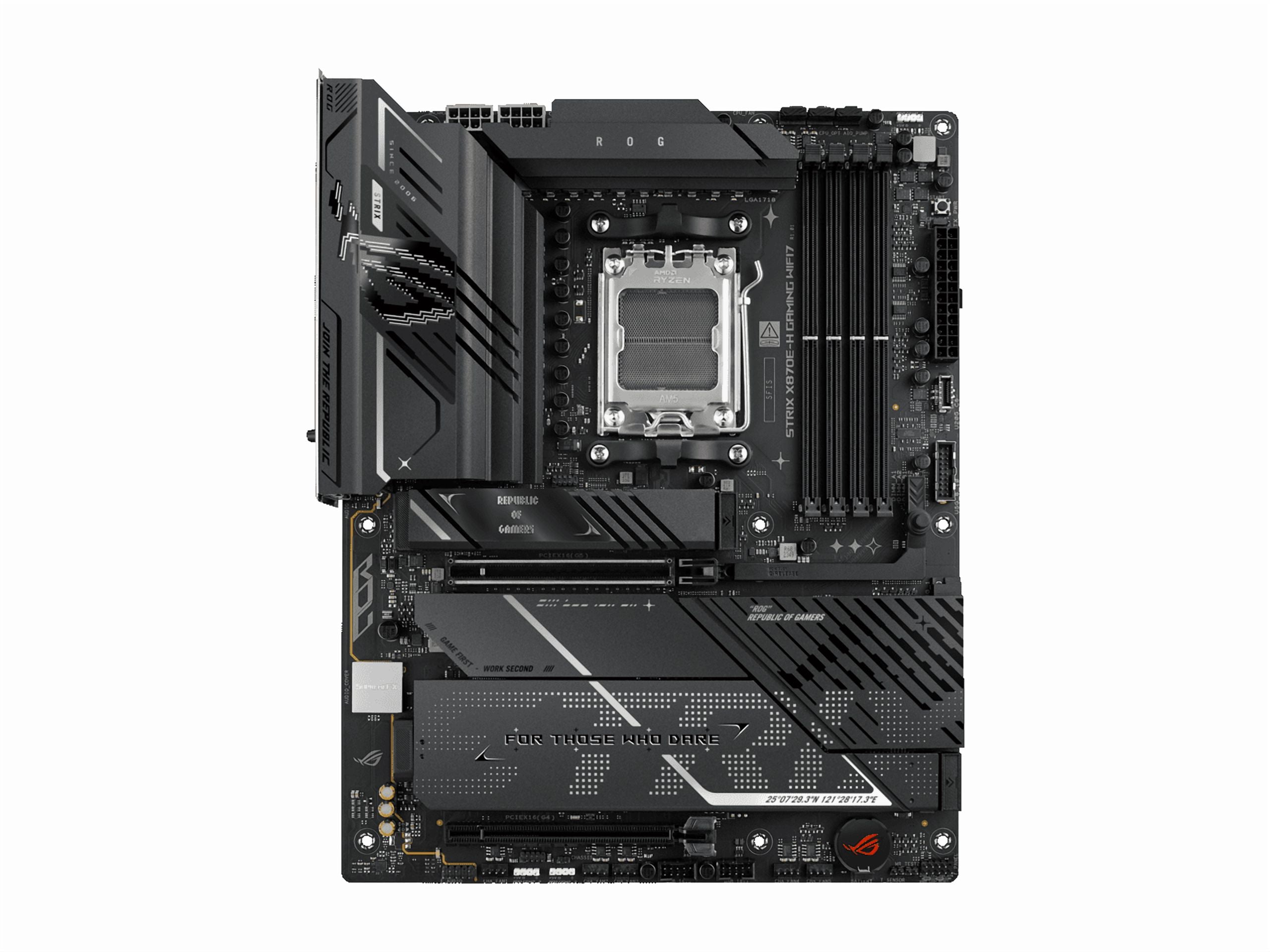 ASUS ROG STRIX X870E H GAMING WIFI7 AMD X870E H ATX motherboard with 16 2 1 power stages  Dynamic OC Switcher  Core Flex  DDR5 AEMP  WiFi 7  4x M 2  PCIe 5 0  Q Release  dual USB4 ports and USB 10Gbps
