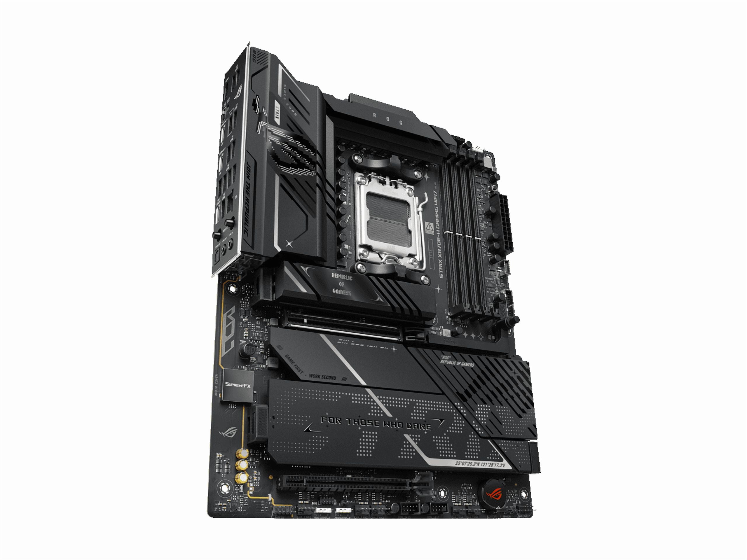 ASUS ROG STRIX X870E H GAMING WIFI7 AMD X870E H ATX motherboard with 16 2 1 power stages  Dynamic OC Switcher  Core Flex  DDR5 AEMP  WiFi 7  4x M 2  PCIe 5 0  Q Release  dual USB4 ports and USB 10Gbps