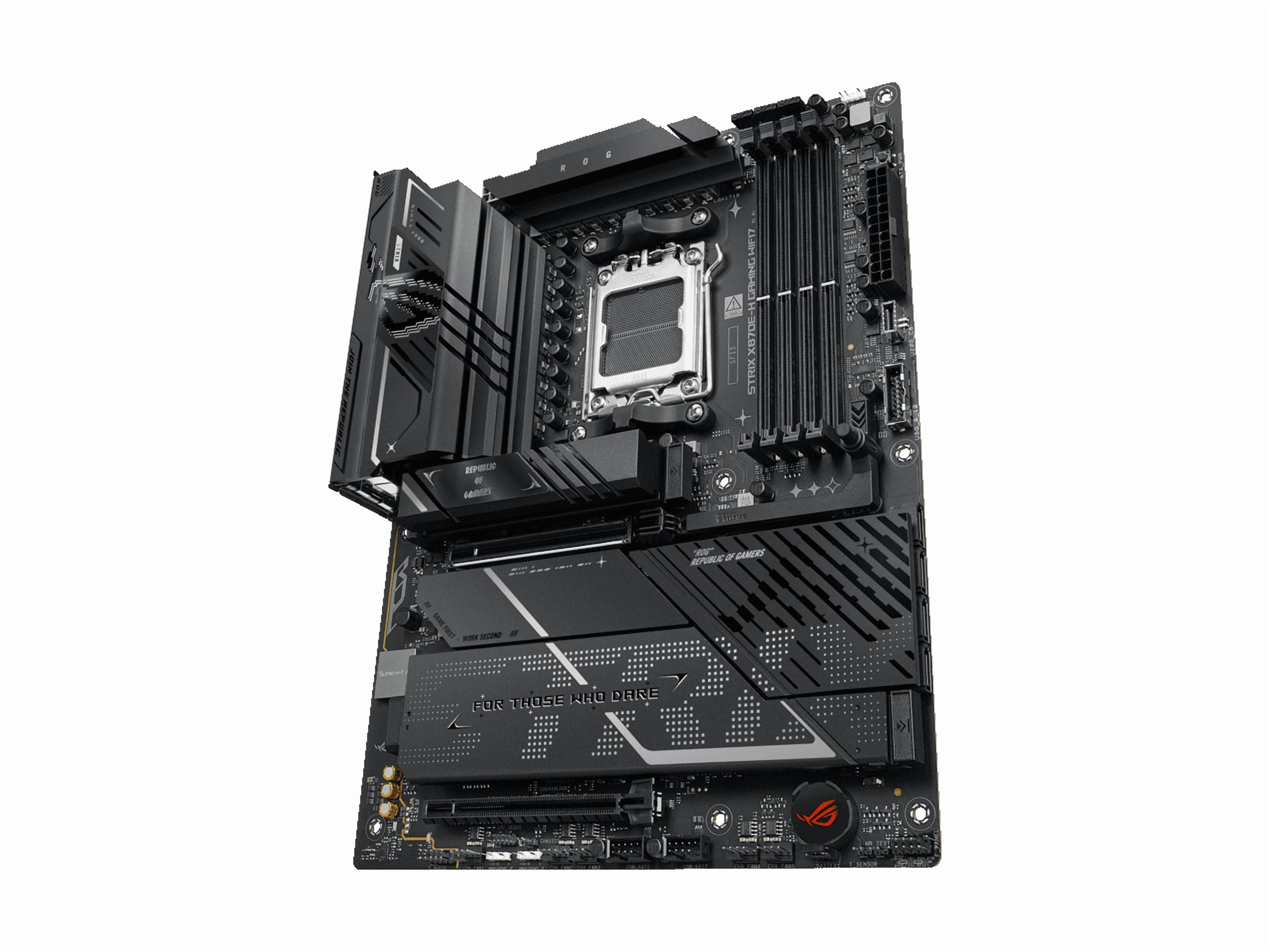 ASUS ROG STRIX X870E H GAMING WIFI7 AMD X870E H ATX motherboard with 16 2 1 power stages  Dynamic OC Switcher  Core Flex  DDR5 AEMP  WiFi 7  4x M 2  PCIe 5 0  Q Release  dual USB4 ports and USB 10Gbps