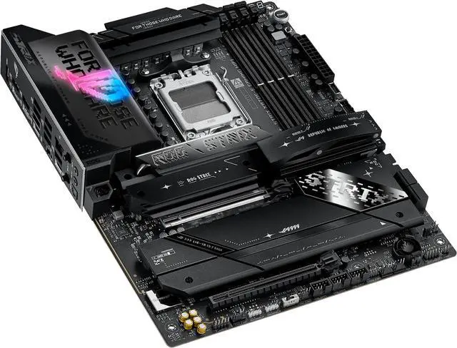 ASUS ROG STRIX X870E E GAMING WIFI AMD AM5 X870 ATX motherboard 18 2 2 power stages  Dynamic OC Switcher  Core Flex  DDR5 AEMP  WiFi 7  5x M 2  PCIe 5 0  Q Release Slim  USB4  AI OCing & Networking