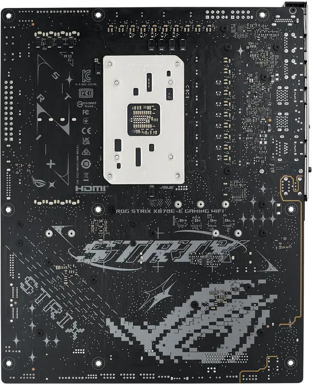 ASUS ROG STRIX X870E E GAMING WIFI AMD AM5 X870 ATX motherboard 18 2 2 power stages  Dynamic OC Switcher  Core Flex  DDR5 AEMP  WiFi 7  5x M 2  PCIe 5 0  Q Release Slim  USB4  AI OCing & Networking