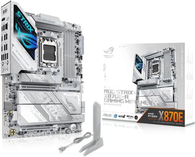 ASUS ROG STRIX X870E A GAMING WIFI7 NEO  AMD ATX motherboard  16 2 2 power stages  DDR5 slots  four M 2 slots  PCIe 5 0 with full support for next gen GPUs  WiFi 7  Dual USB4