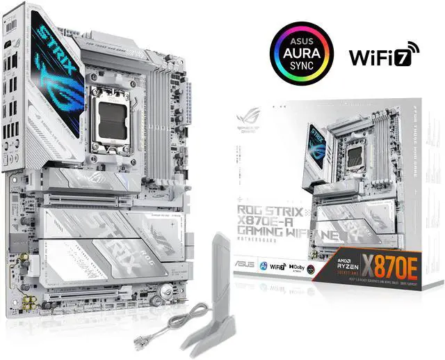 ASUS ROG STRIX X870E A GAMING WIFI7 NEO  AMD ATX motherboard  16 2 2 power stages  DDR5 slots  four M 2 slots  PCIe 5 0 with full support for next gen GPUs  WiFi 7  Dual USB4