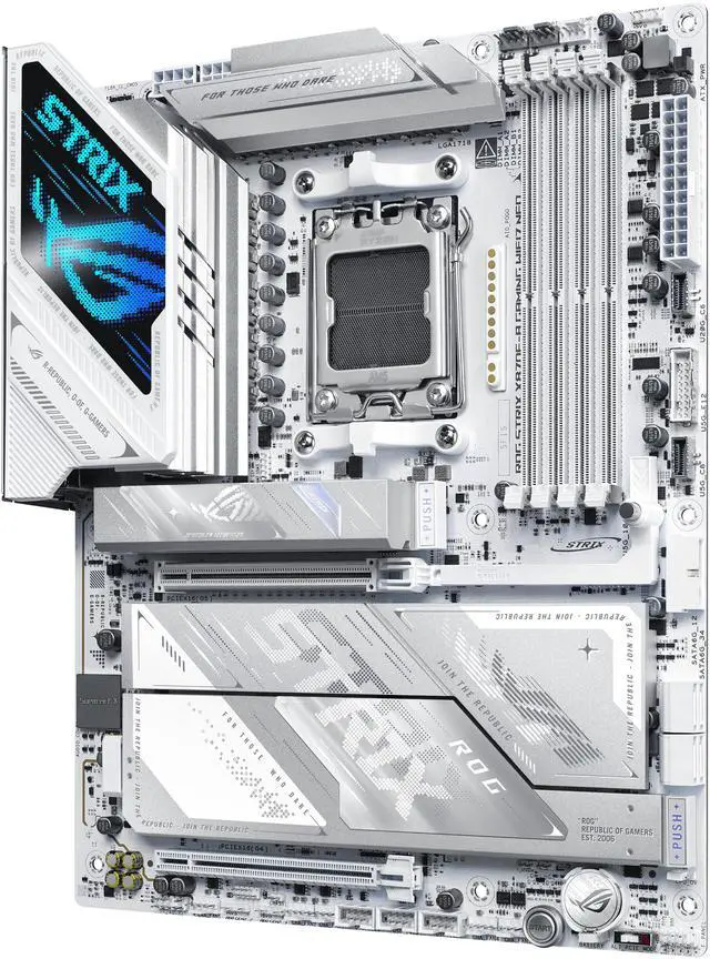 ASUS ROG STRIX X870E A GAMING WIFI7 NEO  AMD ATX motherboard  16 2 2 power stages  DDR5 slots  four M 2 slots  PCIe 5 0 with full support for next gen GPUs  WiFi 7  Dual USB4