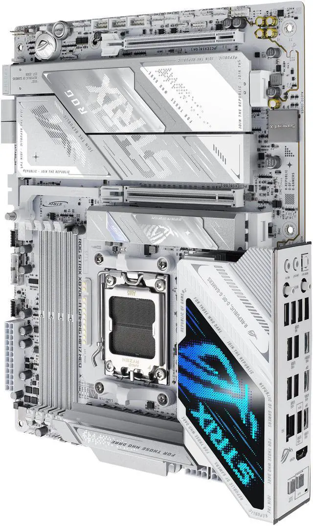 ASUS ROG STRIX X870E A GAMING WIFI7 NEO  AMD ATX motherboard  16 2 2 power stages  DDR5 slots  four M 2 slots  PCIe 5 0 with full support for next gen GPUs  WiFi 7  Dual USB4