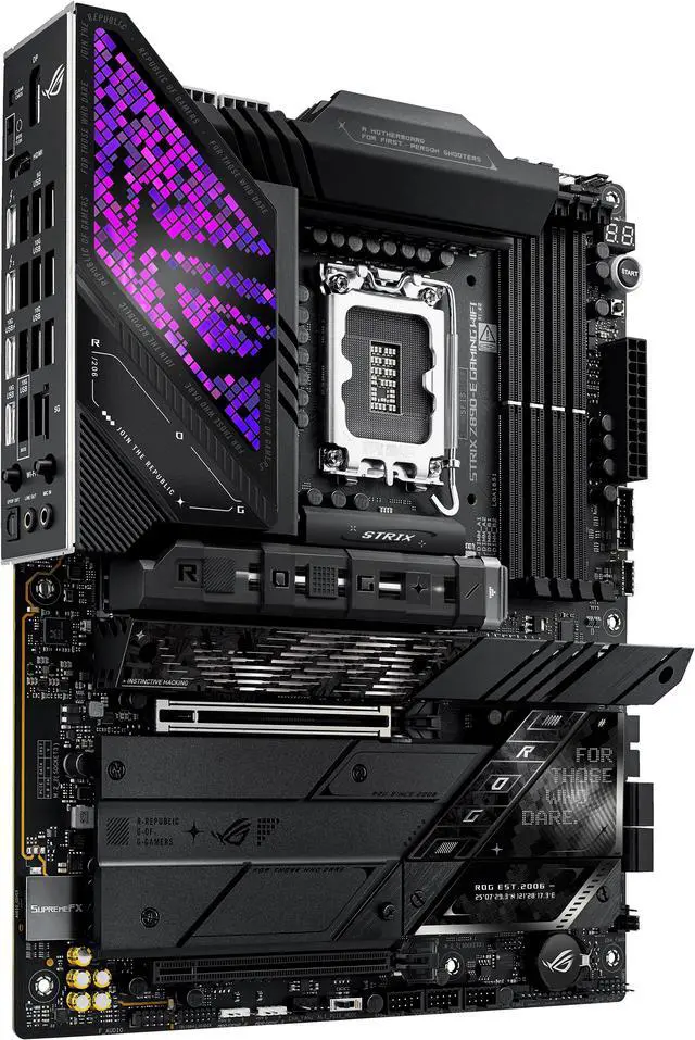 ASUS ROG STRIX Z890 E GAMING WIFI Intel  Z890 LGA 1851 ATX motherboard  Advanced AI PC ready  18 2 1 2 stages  DDR5  WiFi 7  7x M 2  Thunderbolt  4  USB Type C   AI Overclocking  Cooling & Networking