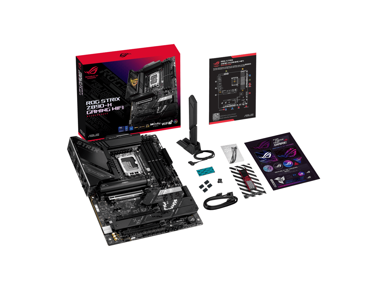ASUS ROG STRIX Z890 H GAMING WIFI Z890 LGA 1851 ATX motherboard  Intel Core Ultra Series 2 Ready  Advanced AI PC ready  16 2 1 2 stages  DDR5  5Gb LAN  WiFi 7  4x M 2  PCIe 5 0  USB Type C  AI OC