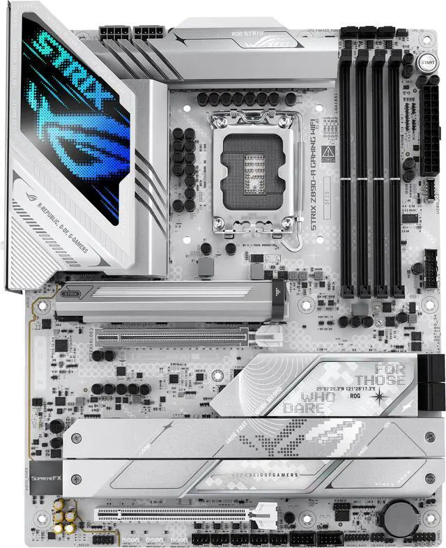 ASUS ROG STRIX Z890 A GAMING WIFI Z890 LGA 1851 ATX motherboard  Intel  Core  Ultra Series 2 Ready  Advanced AI PC ready  16 2 1 2 stages  DDR5  WiFi 7  2 5G  5x M 2  Thunderbolt  4  USB Type C  AI OC