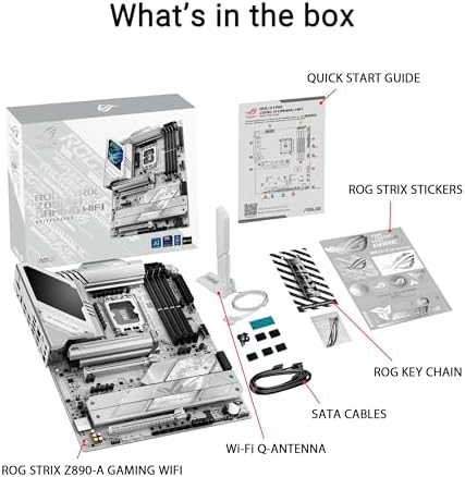 ASUS ROG STRIX Z890 A GAMING WIFI Z890 LGA 1851 ATX motherboard  Intel  Core  Ultra Series 2 Ready  Advanced AI PC ready  16 2 1 2 stages  DDR5  WiFi 7  2 5G  5x M 2  Thunderbolt  4  USB Type C  AI OC