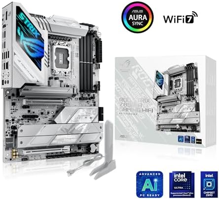 ASUS ROG STRIX Z890 A GAMING WIFI Z890 LGA 1851 ATX motherboard  Intel  Core  Ultra Series 2 Ready  Advanced AI PC ready  16 2 1 2 stages  DDR5  WiFi 7  2 5G  5x M 2  Thunderbolt  4  USB Type C  AI OC