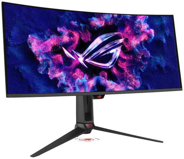 ASUS ROG SWIFT 34 inch QHD 2K 1440P 360Hz AMD FreeSync Premium Pro & G SYNC Compatible 0 03ms HDR500 AUTO KVM TANDEM ROG BLACK SHIELD USB C OLED Curved Gaming Computer Monitor with  Height Adjustable  Swivel & Tilt Stand PG34WCDN