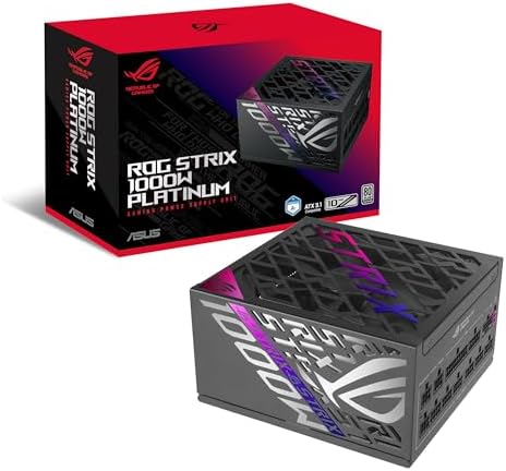 ASUS ROG Strix 1000W Platinum  Fully Modular Power Supply  80 Plus Platinum Certified  ATX 3 1  Cybenetics Lambda A   GaN MOSFET  GPU First Intelligent Voltage Stabilizer  10 Year Warranty