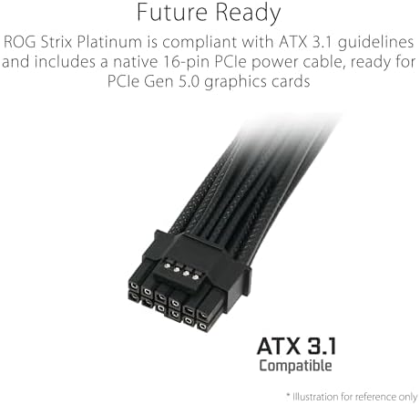 ASUS ROG Strix 1000W Platinum  Fully Modular Power Supply  80 Plus Platinum Certified  ATX 3 1  Cybenetics Lambda A   GaN MOSFET  GPU First Intelligent Voltage Stabilizer  10 Year Warranty