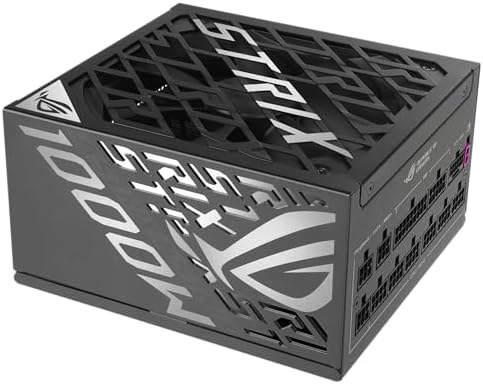 ASUS ROG Strix 1000W Platinum  Fully Modular Power Supply  80 Plus Platinum Certified  ATX 3 1  Cybenetics Lambda A   GaN MOSFET  GPU First Intelligent Voltage Stabilizer  10 Year Warranty