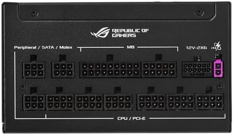 ASUS ROG Strix 1000W Platinum  Fully Modular Power Supply  80 Plus Platinum Certified  ATX 3 1  Cybenetics Lambda A   GaN MOSFET  GPU First Intelligent Voltage Stabilizer  10 Year Warranty