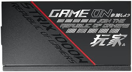 ASUS ROG Strix 1000W Platinum  Fully Modular Power Supply  80 Plus Platinum Certified  ATX 3 1  Cybenetics Lambda A   GaN MOSFET  GPU First Intelligent Voltage Stabilizer  10 Year Warranty