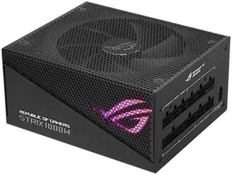 ASUS ROG Strix 1000W Platinum  Fully Modular Power Supply  80 Plus Platinum Certified  ATX 3 1  Cybenetics Lambda A   GaN MOSFET  GPU First Intelligent Voltage Stabilizer  10 Year Warranty