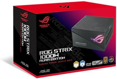 ASUS ROG Strix 1000W Platinum  Fully Modular Power Supply  80 Plus Platinum Certified  ATX 3 1  Cybenetics Lambda A   GaN MOSFET  GPU First Intelligent Voltage Stabilizer  10 Year Warranty