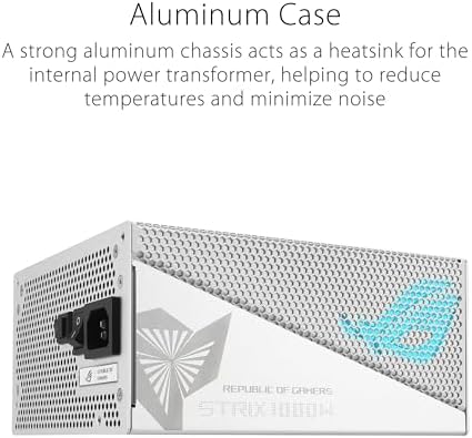 ASUS ROG Strix 1000W Platinum White Edition  Fully Modular Power Supply  80 Plus Platinum Certified  ATX 3 1  GaN MOSFET   GPU First  Patented Intelligent Voltage Stabilizer  10 Year Warranty