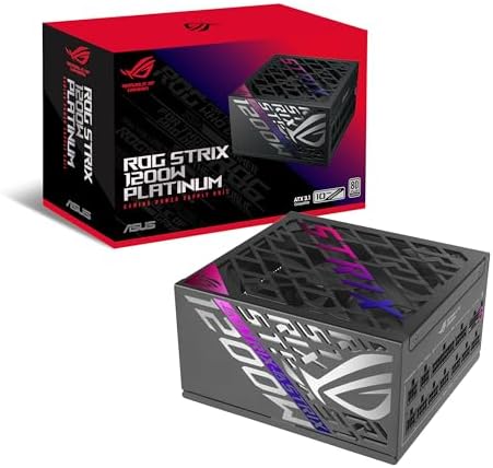 ASUS ROG Strix 1000W Platinum  Fully Modular Power Supply  80 Plus Platinum Certified  ATX 3 1  Cybenetics Lambda A   GaN MOSFET  GPU First Intelligent Voltage Stabilizer  10 Year Warranty 