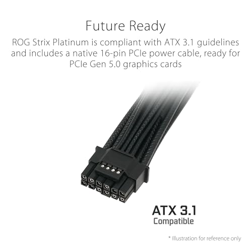 ASUS ROG Strix 1200W Platinum Fuente de alimentación totalmente modular, certificado 80 Plus Platinum, ATX 3.1, GaN MOSFET, primer estabilizador de voltaje inteligente GPU, 10 años de garantía)