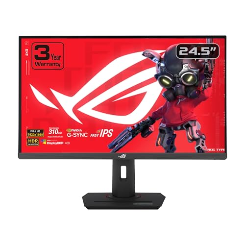 ASUS ROG Strix 24 5  USB C HDR400 Gaming Monitor  XG259CMS  Full HD 1080p  310Hz  1ms  Fast IPS  110  SRGB  Extreme Low Motion Blur Sync  G SYNC Compatible  DisplayWidget  Tripod Socket  3yr Warranty