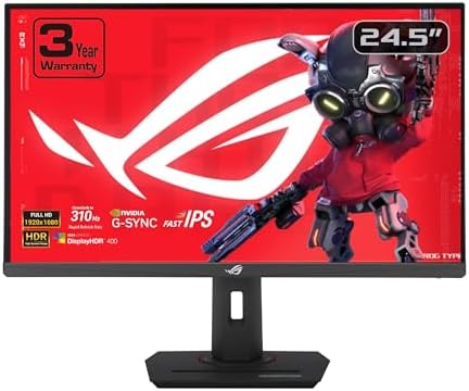 ASUS ROG Strix 24 5  USB C HDR400 Gaming Monitor  XG259CMS  Full HD 1080p  310Hz  1ms  Fast IPS  110  SRGB  Extreme Low Motion Blur Sync  G SYNC Compatible  DisplayWidget  Tripod Socket  3yr Warranty