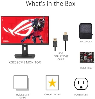 ASUS ROG Strix 24 5  USB C HDR400 Gaming Monitor  XG259CMS  Full HD 1080p  310Hz  1ms  Fast IPS  110  SRGB  Extreme Low Motion Blur Sync  G SYNC Compatible  DisplayWidget  Tripod Socket  3yr Warranty