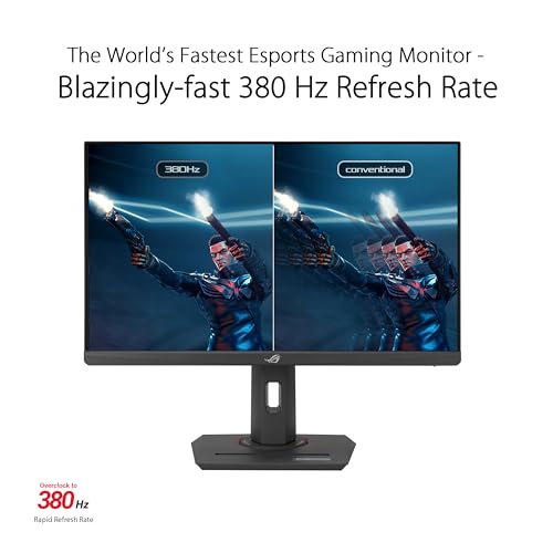 ASUS ROG Strix 25   24 5  viewable  Esports Gaming Monitor  XG259QNS    Full HD  380Hz  0 3ms  Fast IPS  Extreme Low Motion Blur Sync  FreeSync Premium  DisplayWidget  Ergonomic  3 yr Warranty
