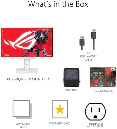 ASUS ROG Strix 25   24 5 inch viewable  1080P HDR Gaming Monitor  XG259QNG W    White  Full HD  380Hz  0 3ms  Fast IPS  Low Motion Blur Sync  FreeSync Premium  DisplayWidget  Ergonomic  3 yr Warranty