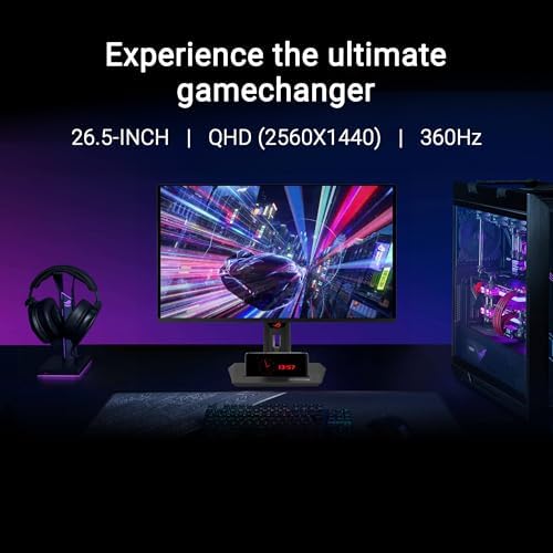 ASUS ROG Strix 26 5  1440P QD OLED Gaming Monitor  XG27ACDNG   QHD  2560x1440   360Hz  0 03ms  Custom Heatsink  OLED Care   G SYNC Compatible  99  DCI P3  DisplayWidget  AI Gaming  3yr Warranty