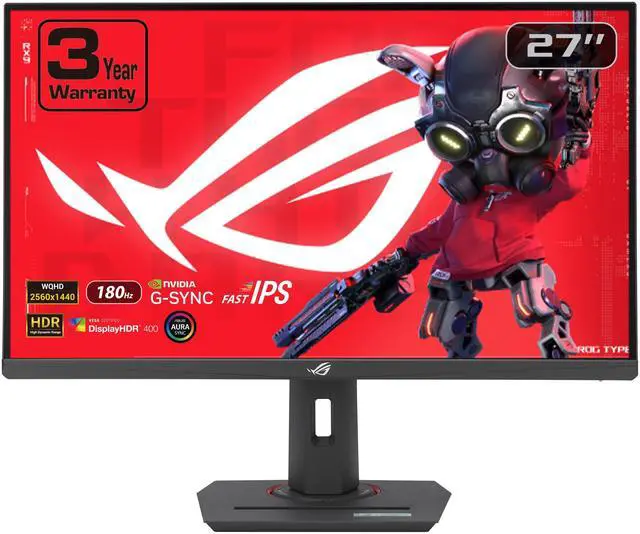 ASUS ROG Strix 27" QHD 2K 1440P 180Hz fast IPS with AMD FreeSync  AMD Adaptive Sync  & G Sync compatible HDR400 1ms DCI P3 95   USB C built in Ai Gaming Computer Monitor XG27ACG