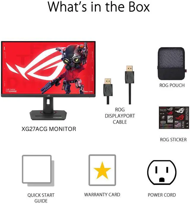 ASUS ROG Strix 27" QHD 2K 1440P 180Hz fast IPS with AMD FreeSync  AMD Adaptive Sync  & G Sync compatible HDR400 1ms DCI P3 95   USB C built in Ai Gaming Computer Monitor XG27ACG