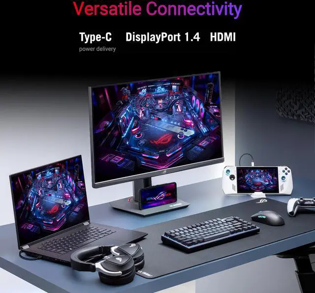 ASUS ROG Strix 27" QHD 2K 1440P 180Hz fast IPS with AMD FreeSync  AMD Adaptive Sync  & G Sync compatible HDR400 1ms DCI P3 95   USB C built in Ai Gaming Computer Monitor XG27ACG