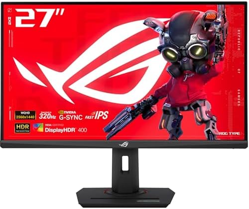ASUS ROG Strix 27  1440P USB C HDR Gaming Monitor  XG27ACMS    QHD  2560 x 1440   320Hz  0 3ms  Fast IPS  Extreme Low Motion Blur Sync  G SYNC Compatible  DisplayWidget  Tripod Socket  3 yr Warranty
