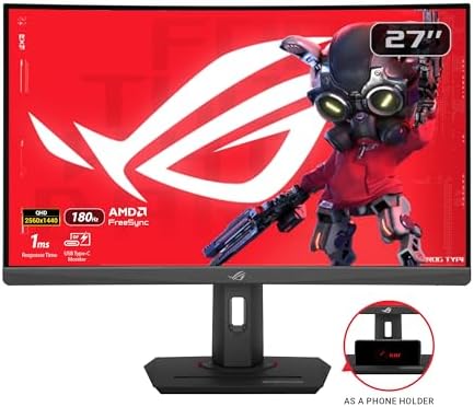 ASUS ROG Strix 27  1440P USB C HDR Gaming Monitor  XG27ACMS    QHD  2560 x 1440   320Hz  0 3ms  Fast IPS  Extreme Low Motion Blur Sync  G SYNC Compatible  DisplayWidget  Tripod Socket  3 yr Warranty