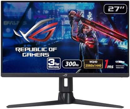ASUS ROG Strix 27  1440P USB C HDR Gaming Monitor  XG27ACMS    QHD  2560 x 1440   320Hz  0 3ms  Fast IPS  Extreme Low Motion Blur Sync  G SYNC Compatible  DisplayWidget  Tripod Socket  3 yr Warranty