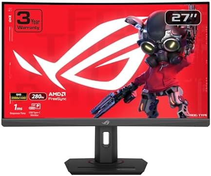 ASUS ROG Strix 27  1440P USB C HDR Gaming Monitor  XG27ACMS    QHD  2560 x 1440   320Hz  0 3ms  Fast IPS  Extreme Low Motion Blur Sync  G SYNC Compatible  DisplayWidget  Tripod Socket  3 yr Warranty