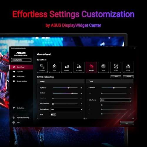 ASUS ROG Strix 27  1440P USB C HDR Gaming Monitor  XG27ACMS    QHD  2560 x 1440   320Hz  0 3ms  Fast IPS  Extreme Low Motion Blur Sync  G SYNC Compatible  DisplayWidget  Tripod Socket  3 yr Warranty