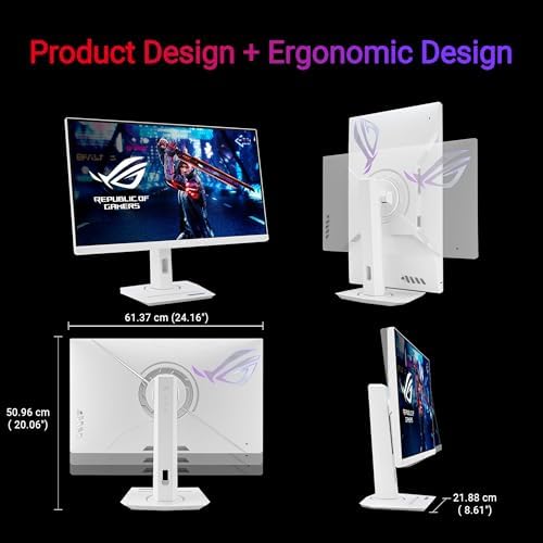 ASUS ROG Strix 27  1440P USB C HDR Gaming Monitor  XG27ACG W    White  QHD  180Hz  1ms  Fast IPS  DCI P3 95   Extreme Low Motion Blur Sync  G Sync Compatible  Tripod Socket  AI Gaming  3yr Warranty