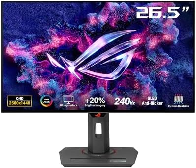ASUS ROG Strix 27  1440P OLED Gaming Monitor  XG27AQDMG    QHD  Glossy OLED  240Hz  0 03ms  Custom Heatsink  Anti flicker Uniform Brightness  G SYNC Compatible  99  DCI P3  DisplayWidget  3yr warranty