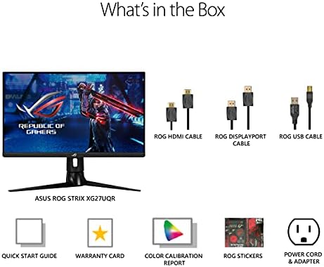 ASUS ROG Strix 27  4K HDR400 USB C Gaming Monitor XG27UCS  UHD  3840 x 2160   160Hz  1ms  Fast IPS 130  sRGB Extreme Low Motion Blur Sync  G Sync Compatible  DisplayWidget  Tripod socket  3yr warranty
