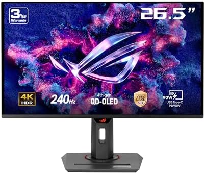 ASUS ROG Strix 27  4K QD OLED Gaming Monitor  XG27UCDMG    240Hz  0 03ms  Anti Flicker 2 0  Custom Heatsink  Care Pro  Neo Proximity Sensor  99  DCI P3  True 10 bit Color  3 yr Warranty