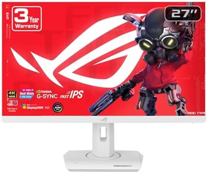 ASUS ROG Strix 27  4K HDR USB C Gaming Monitor  XG27UCG    UHD  3840x2160  Dual Mode  4K 160Hz or FHD 320Hz   1ms  Fast IPS  Extreme Low Motion Blur Sync  G SYNC Compatible  AI Gaming  3yr Warranty