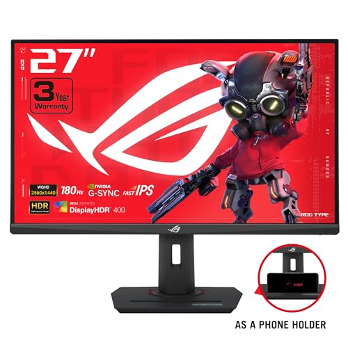 ASUS ROG Strix 27  QHD  2560x1440  HDR400 USB C Gaming Monitor  XG27ACS   180Hz 1ms  Fast IPS  133  sRGB  Extreme Low Motion Blur Sync  G Sync Compatible  DisplayWidget  Tripod Socket  3 Year Warranty