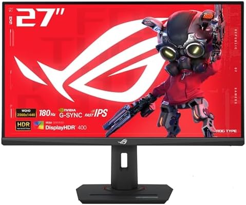 ASUS ROG Strix 27  QHD  2560x1440  HDR400 USB C Gaming Monitor  XG27ACS   180Hz 1ms  Fast IPS  133  sRGB  Extreme Low Motion Blur Sync  G Sync Compatible  DisplayWidget  Tripod Socket  3 Year Warranty